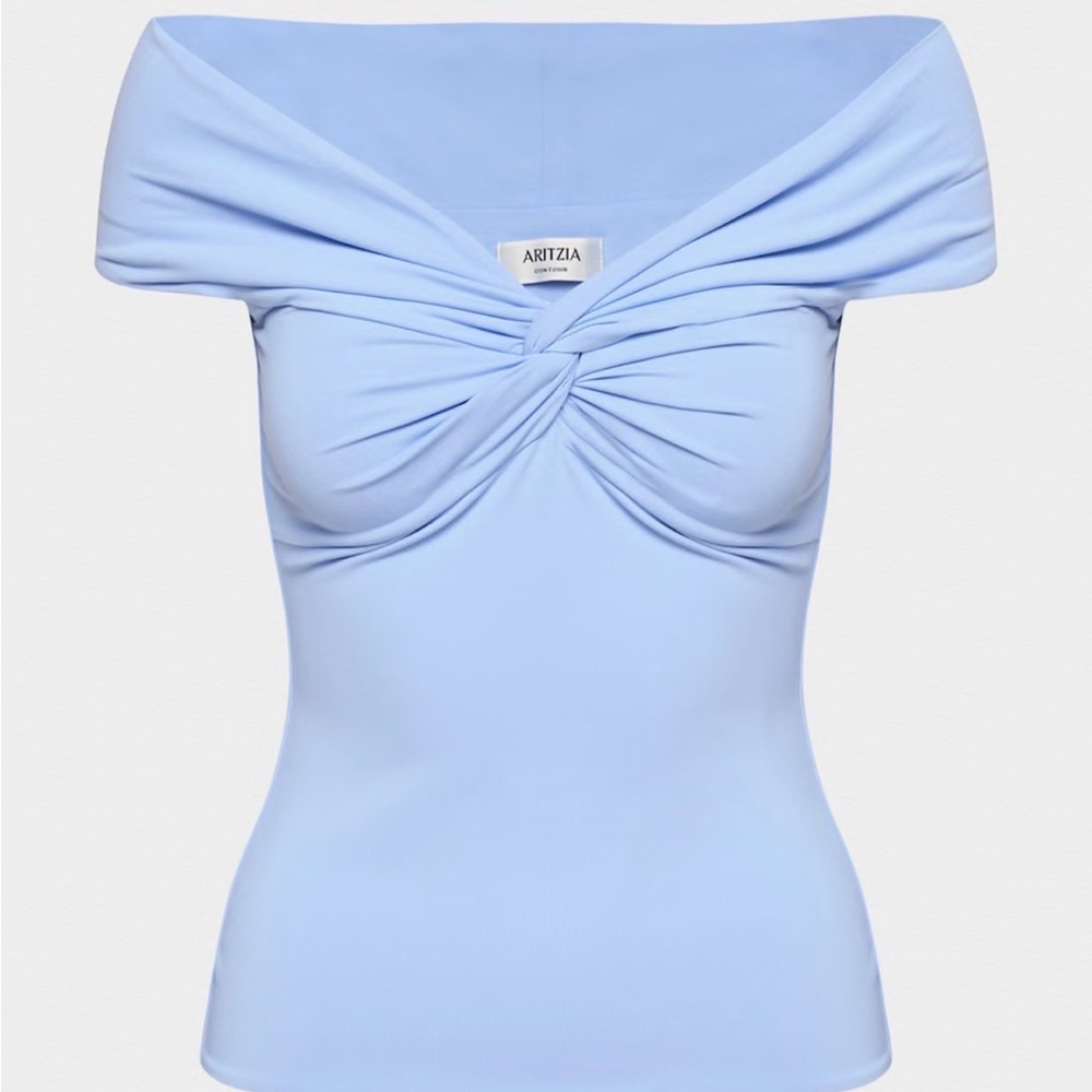Aritzia Light Blue Off-Shoulder Blouse